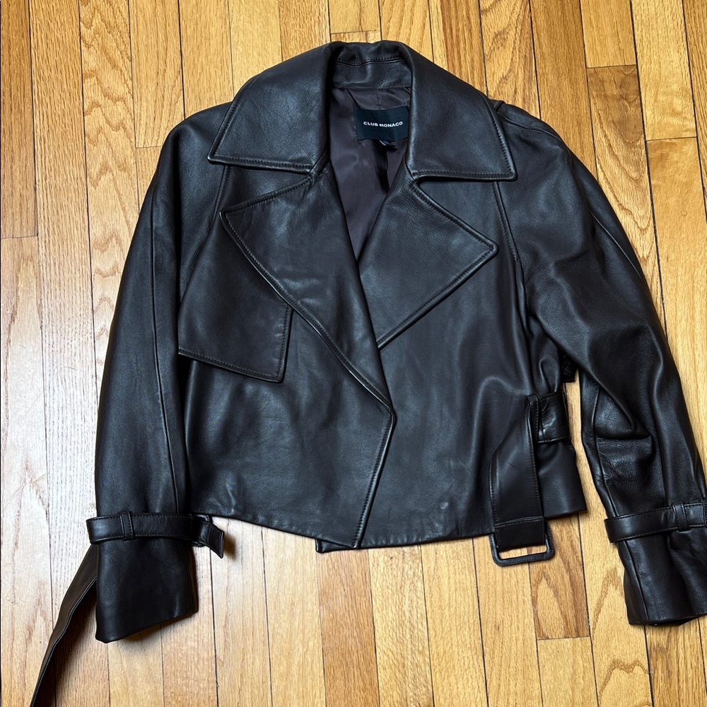 Club Monaco Dark Brown Leather Jacket